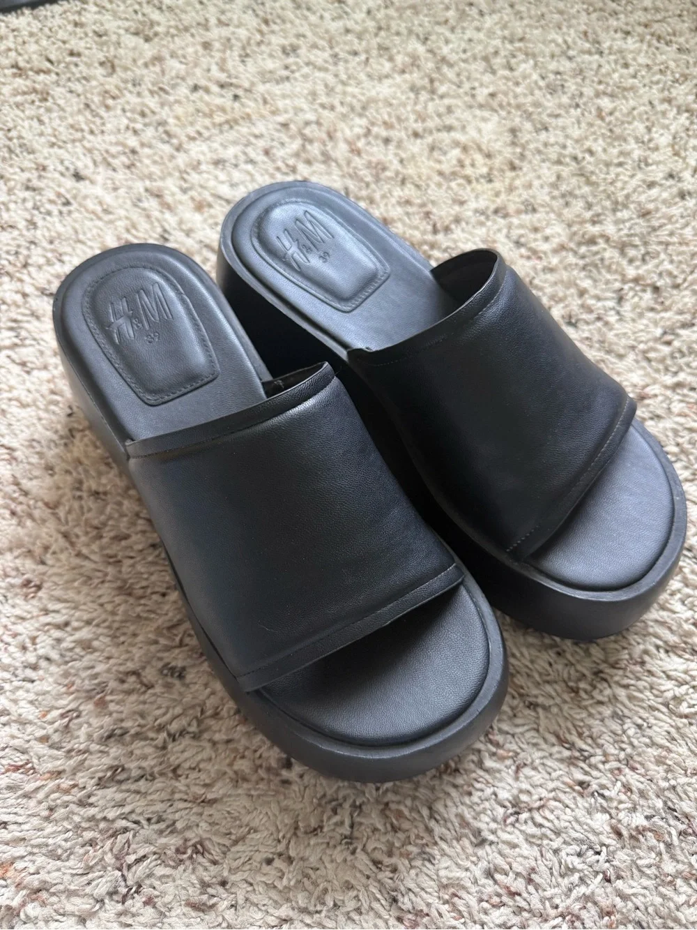 H&M Black Platform Slide Sandals